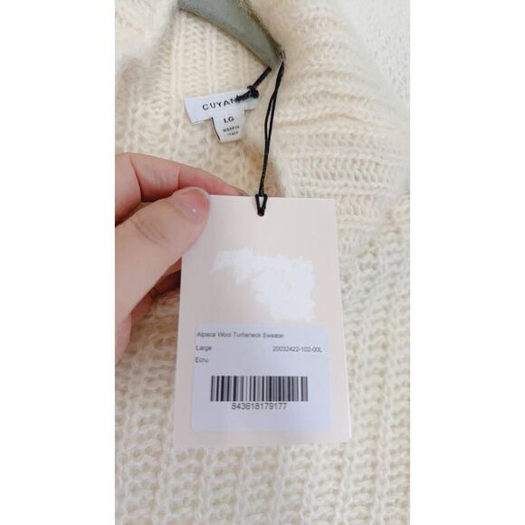 Cuyana Alpaca Wool Turtleneck Sweater Ecru Large - Picture 8 of 9
